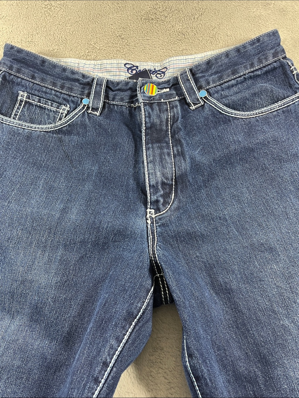 COOGI Blue Denim Men's Jean Shorts with Embroidered Logo Size 36 - Picture 2 of 10